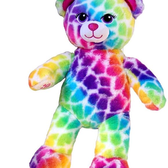 Build a Bear Workshop Rainbow Spots Leopard 16" Glitter Nose Silky Paws Ears BAB - Picture 1 of 11